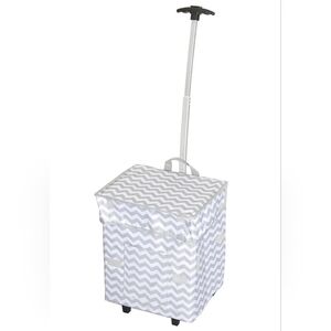 Smart Cart, Grey Chevron Multipurpose Rolling Collapsible Utility Cart Basket